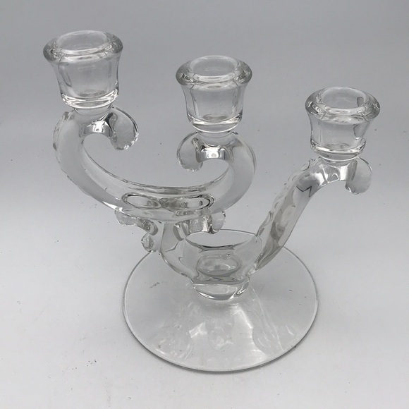 VTG Pair Fostoria Century Crystal 3 Light Candleholders - Picture 3 of 7